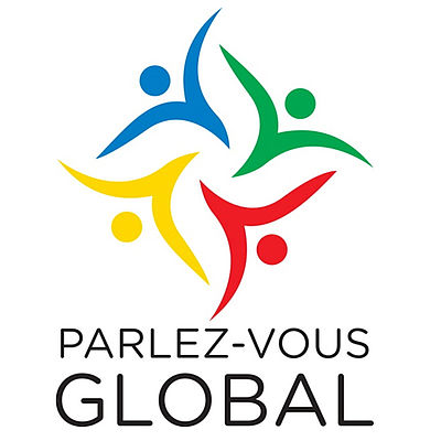 Logo von Parlez Vous Global, 4 bunte Strichmännchen
