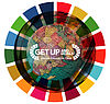 Get up and Goals Illustration mit der Weltkugel 