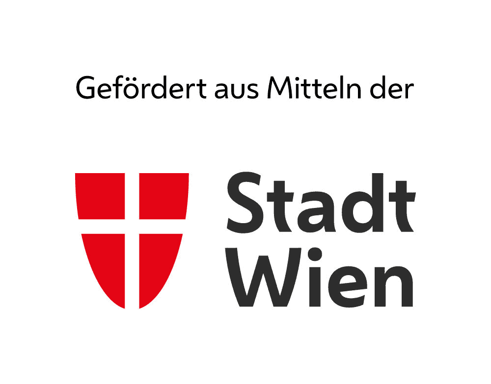 Logo der Stadt Wien mit rotem Wappenschild und Text "Gefördert aus Mitteln der Stadt Wien".