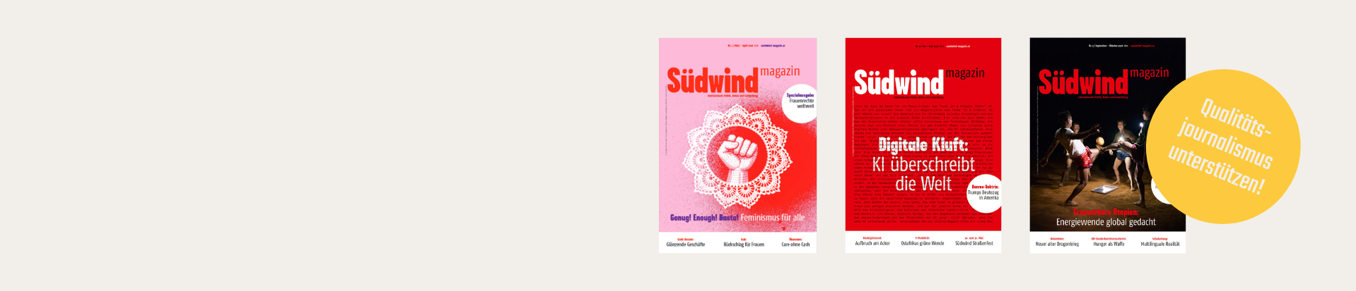 Südwind Banner mit Justitia Statue